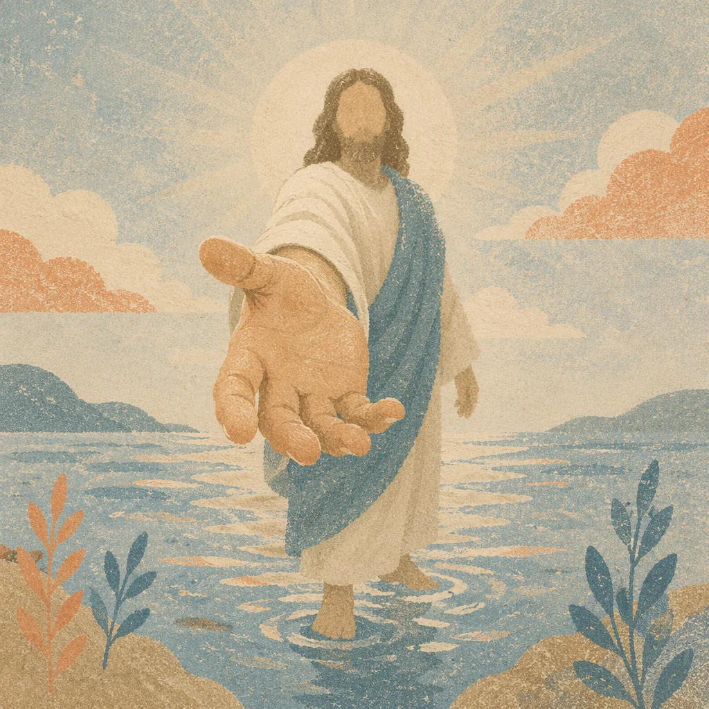Jesus Walking on Water Reaching Out