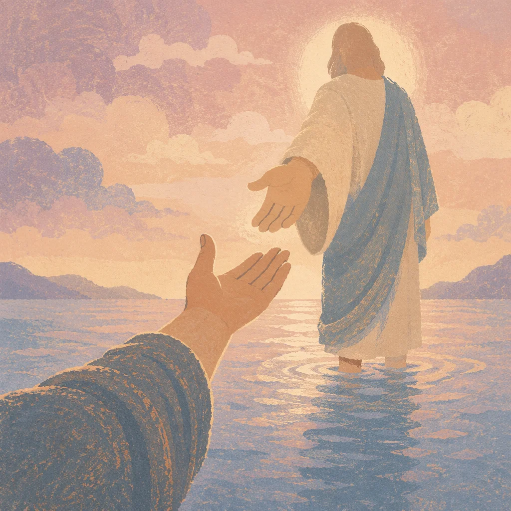 Jesus Reaching Out on the Water