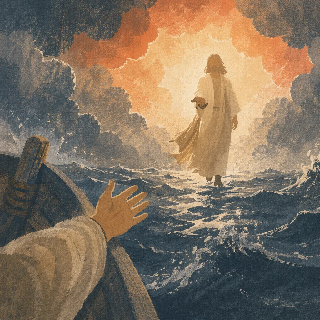 Jesus Walking on Water at Dawn