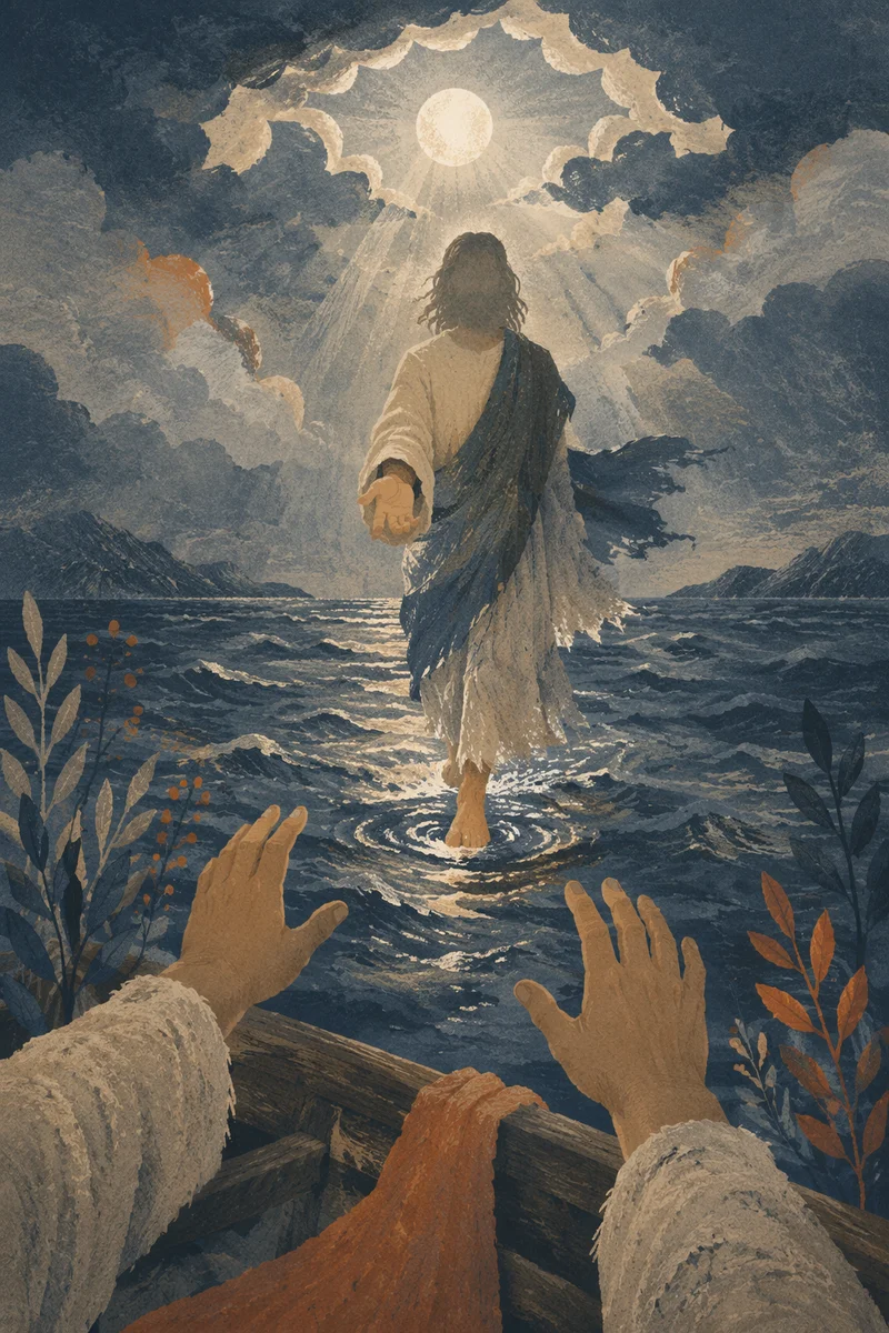 Jesus Walking on Water Reaching Out