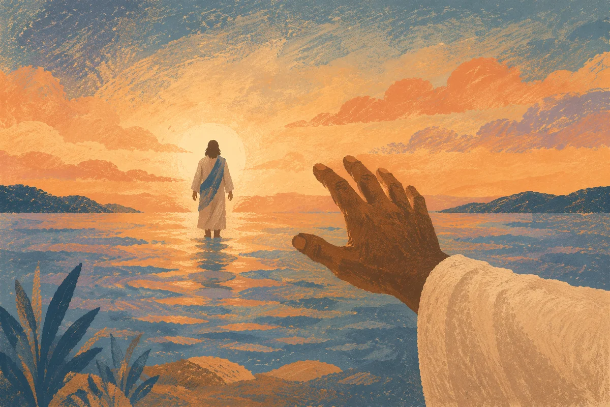 Jesus Walking on Water Reaching Out
