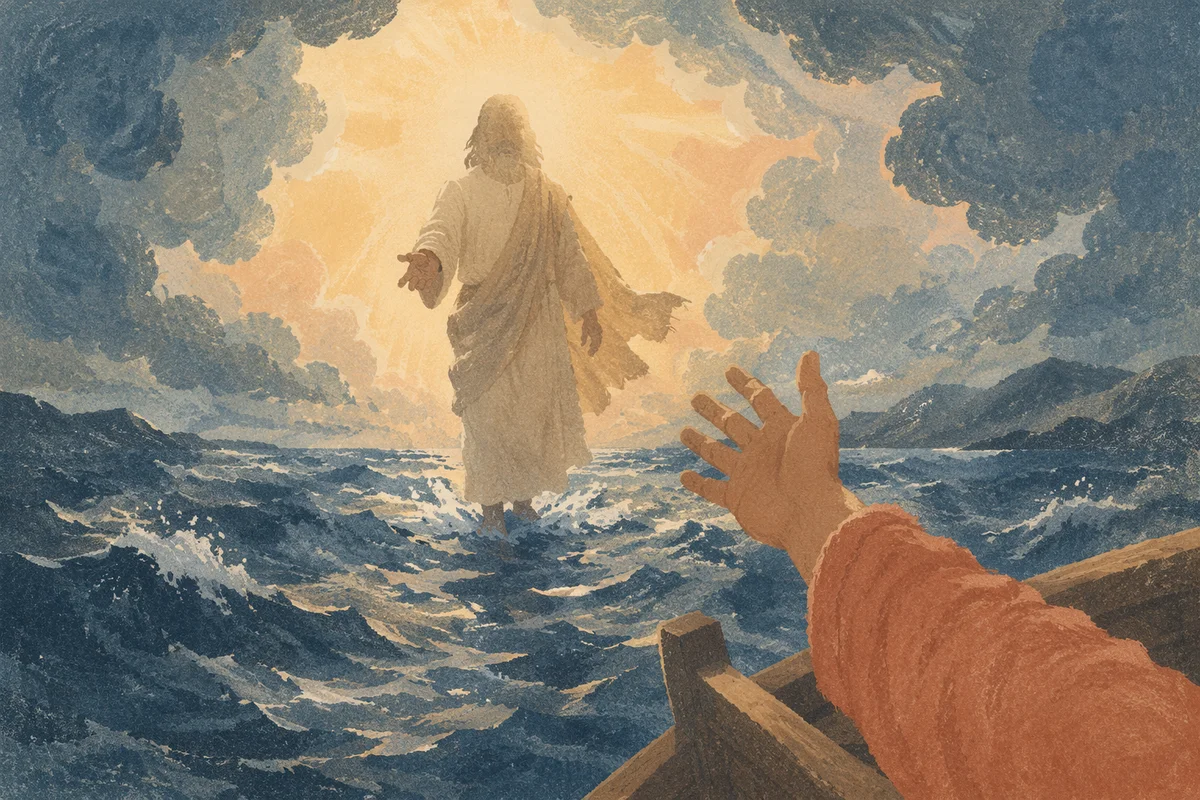 Jesus Walking on Water at Dawn