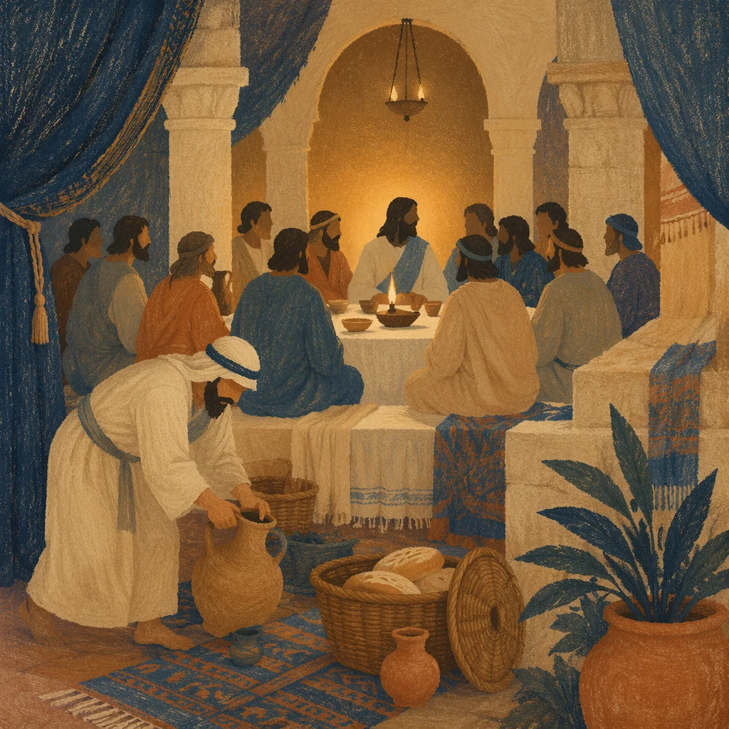 Last Supper Gathering in Warm Candlelight