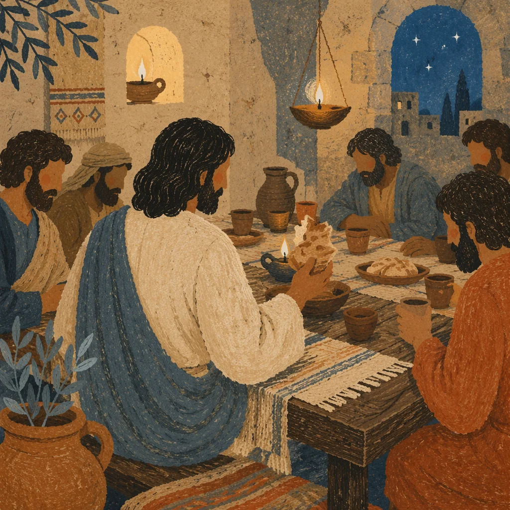 Reverent Last Supper Table With Disciples