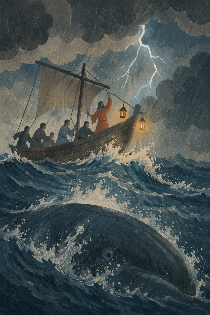 Jonah Storm at Sea with Whale