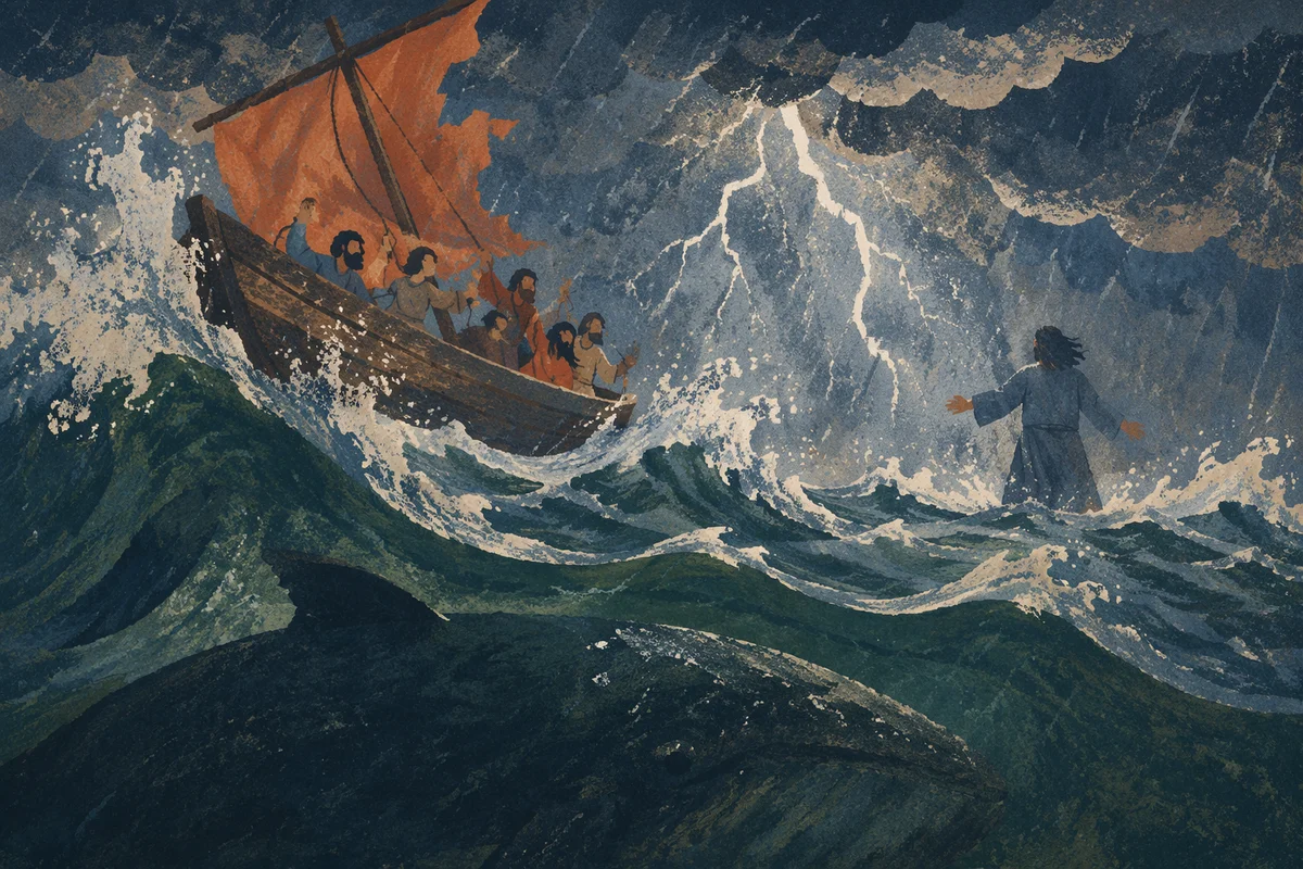 Jonah Before the Whale in Stormy Sea