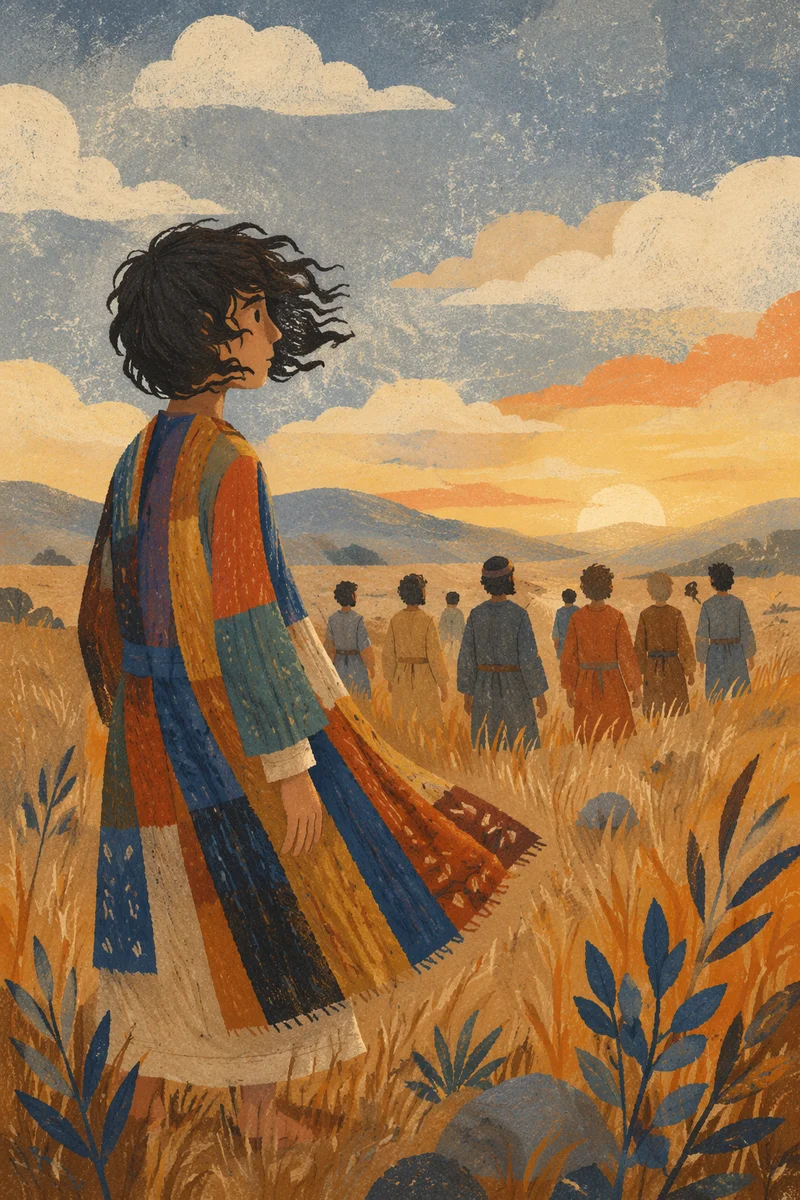 Joseph in Colorful Coat at Dusk