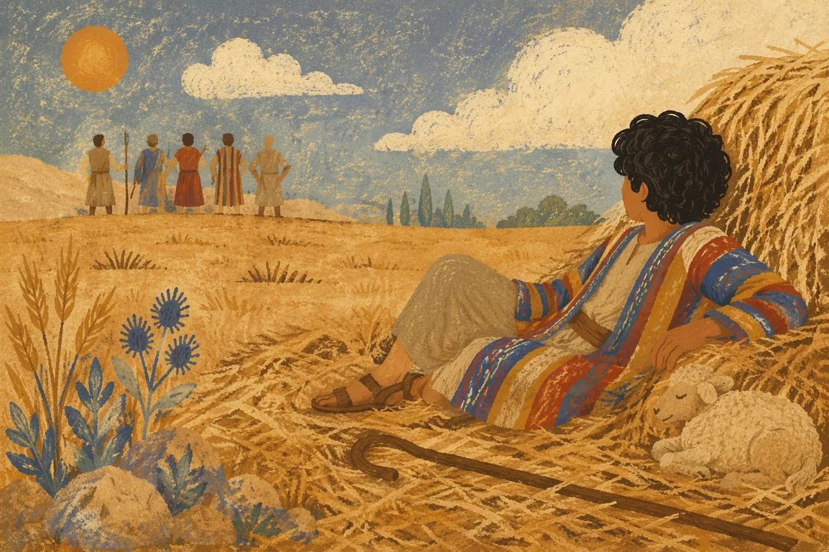 Joseph in Colorful Coat Before Brothers