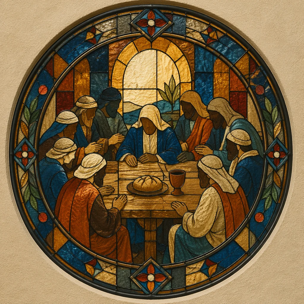 Last Supper Stained Glass Communion Scene