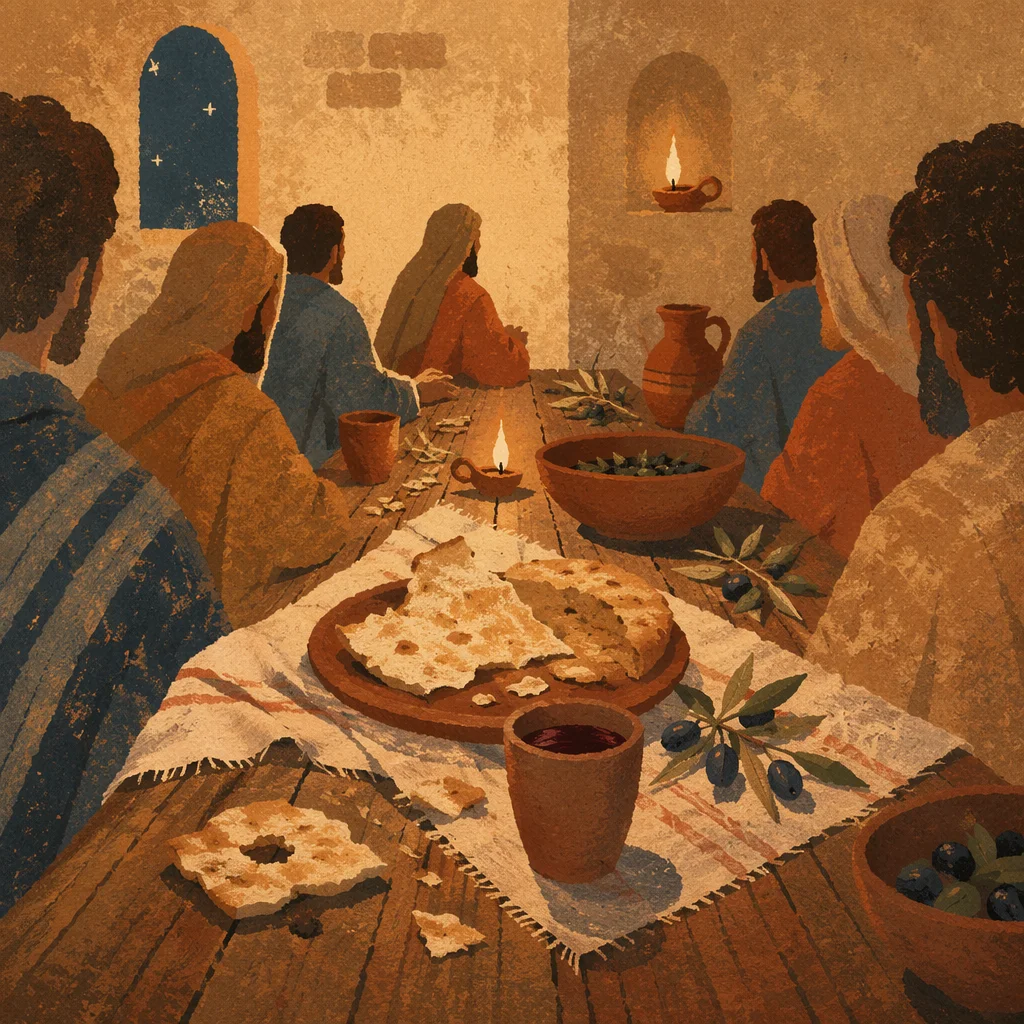 Last Supper Table in Candlelit Upper Room