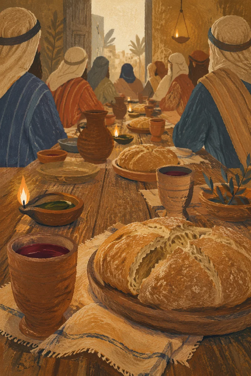 Last Supper Bread and Wine Table