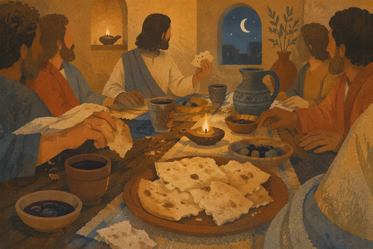 Last Supper Table in Lamplit Upper Room