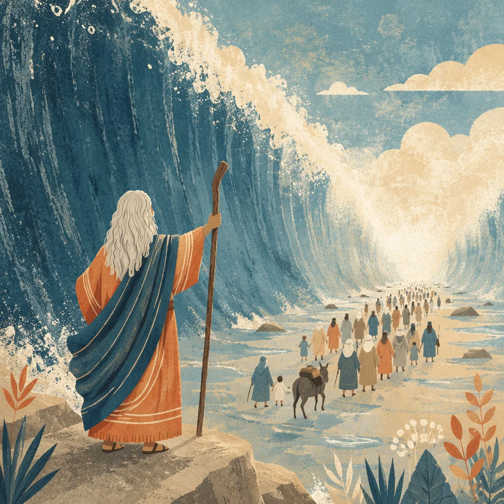 Moses Leads Israelites Through Red Sea