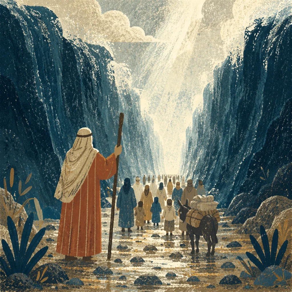 Moses Leading Israel Through Parted Sea