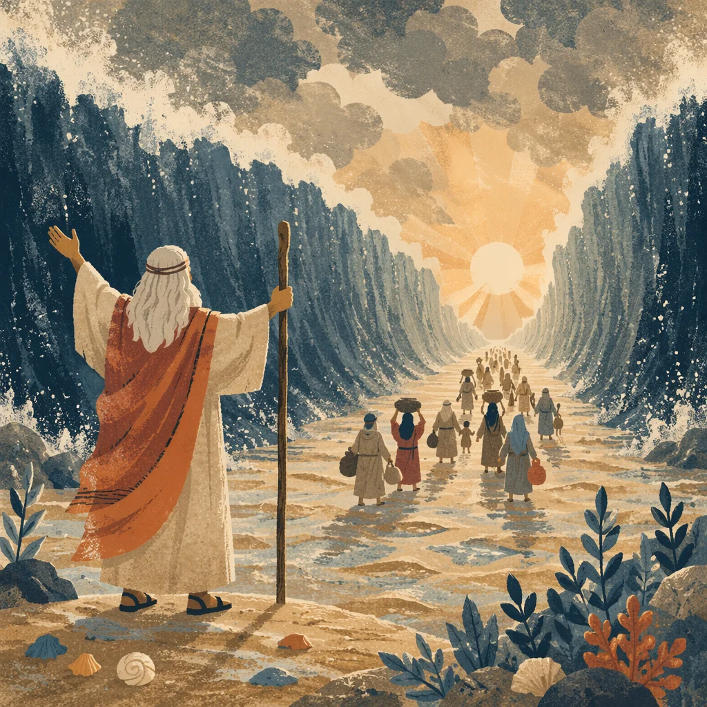 Moses Parting the Red Sea at Dawn