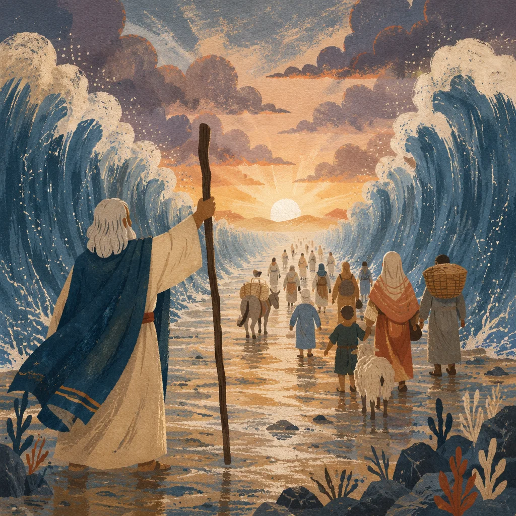 Moses Parts the Red Sea at Dawn