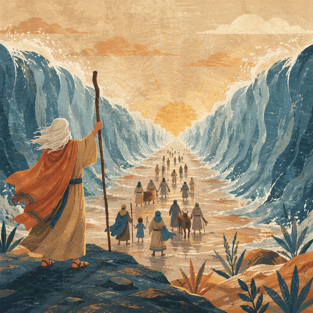 Moses Parts the Red Sea at Dawn