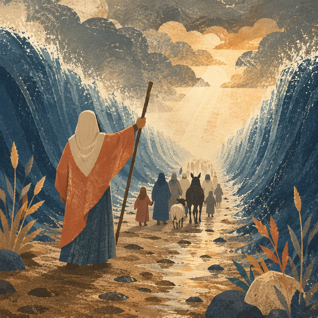 Moses Parting the Red Sea at Dawn