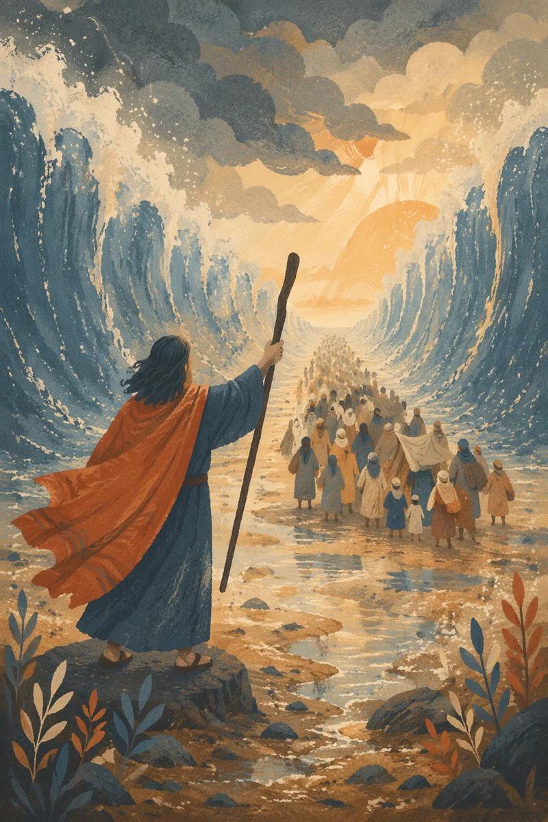 Moses Parts the Red Sea at Dawn
