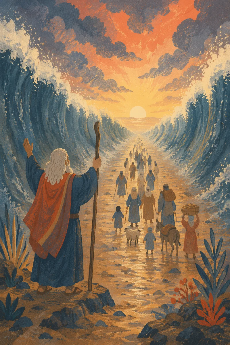 Moses Parting the Red Sea at Dawn