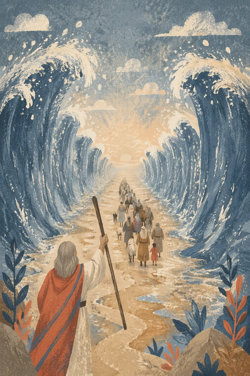 Moses Parting the Red Sea at Dawn