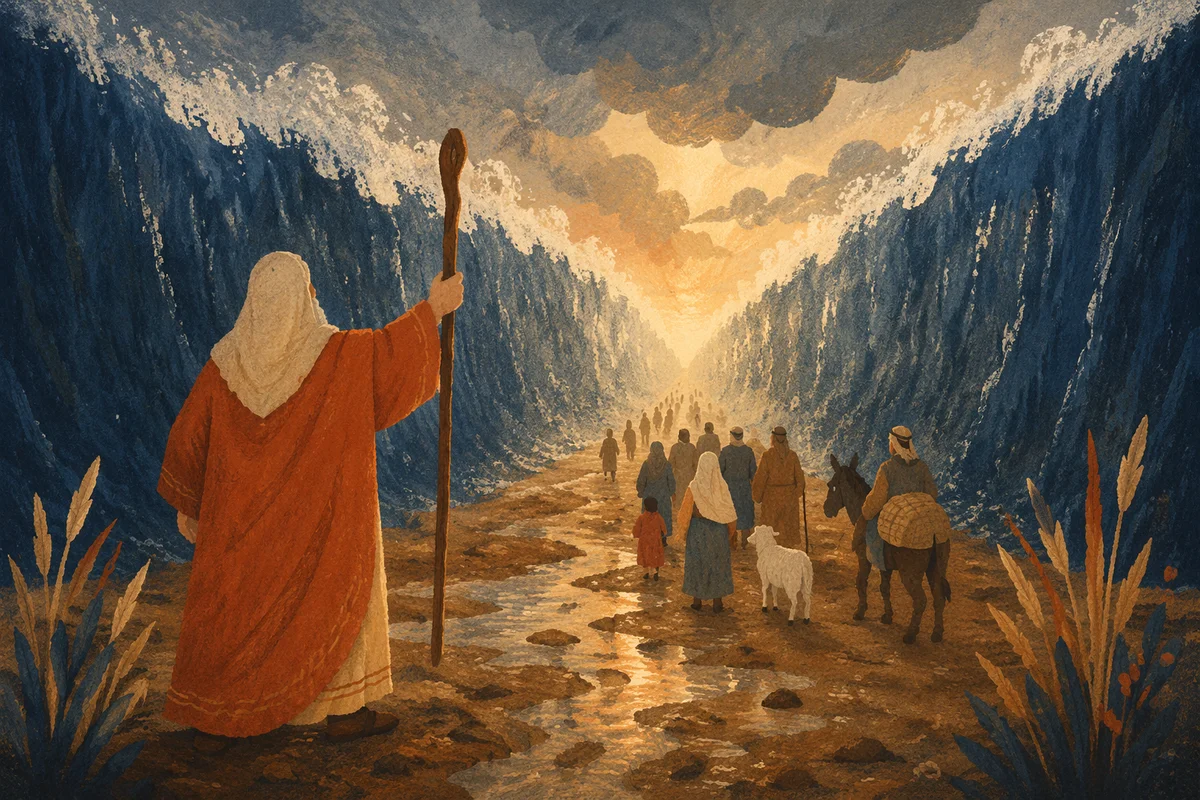 Moses Parts the Red Sea at Dawn