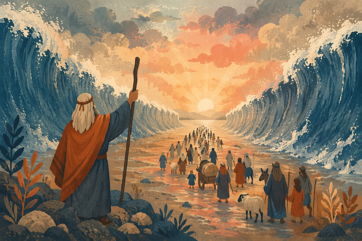 Moses Parting the Red Sea at Dawn