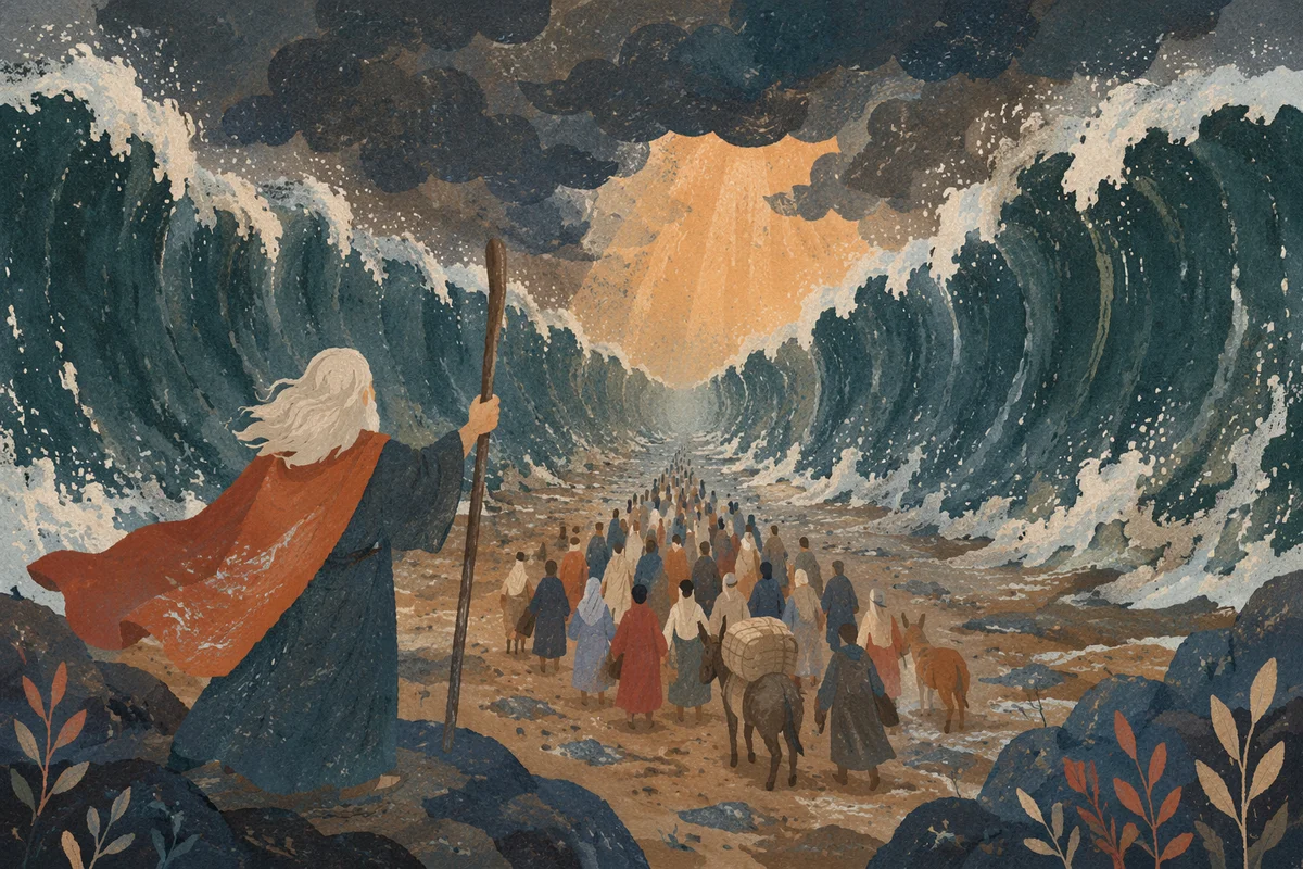 Moses Parts Red Sea for Israelites