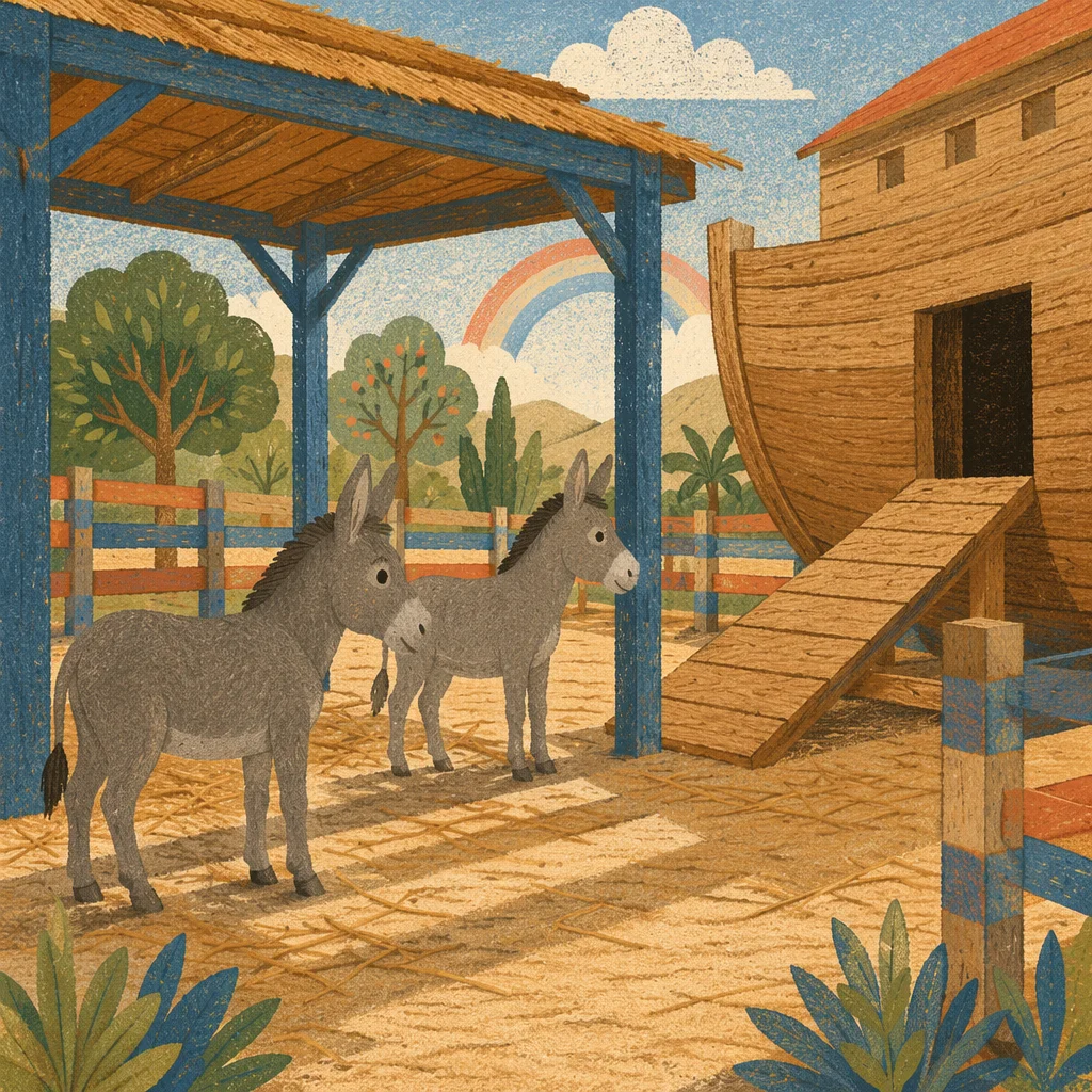 Noah's Ark Donkeys Boarding Two by Two