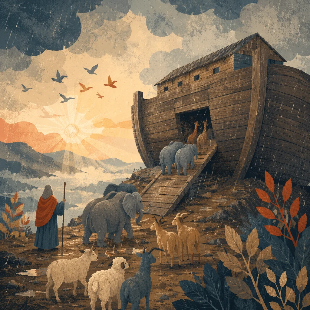 Noah’s Ark Animals Boarding at Dawn