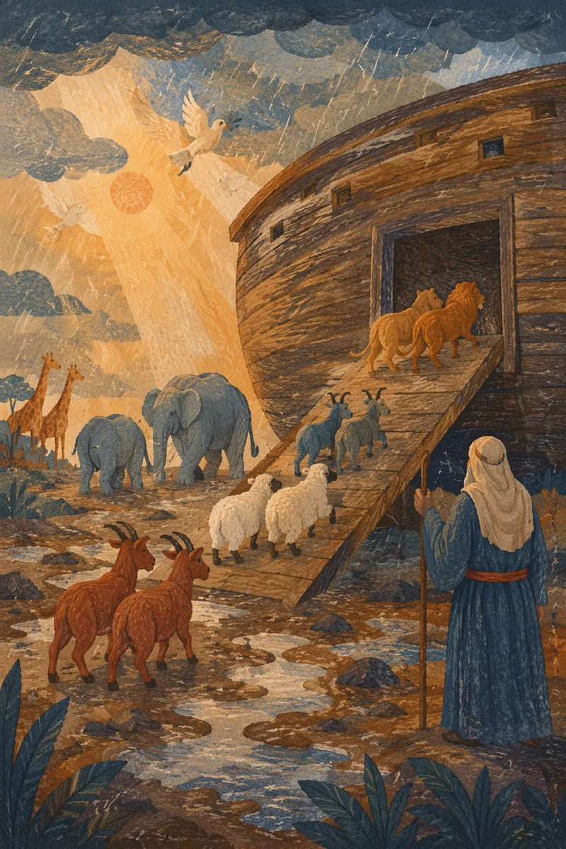 Noah's Ark Animals Boarding at Dawn