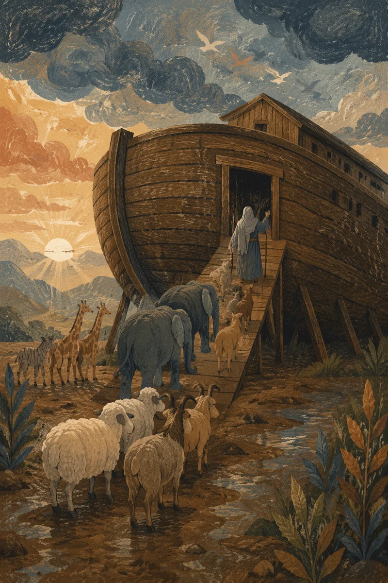 Noah’s Ark Animals Boarding at Dawn