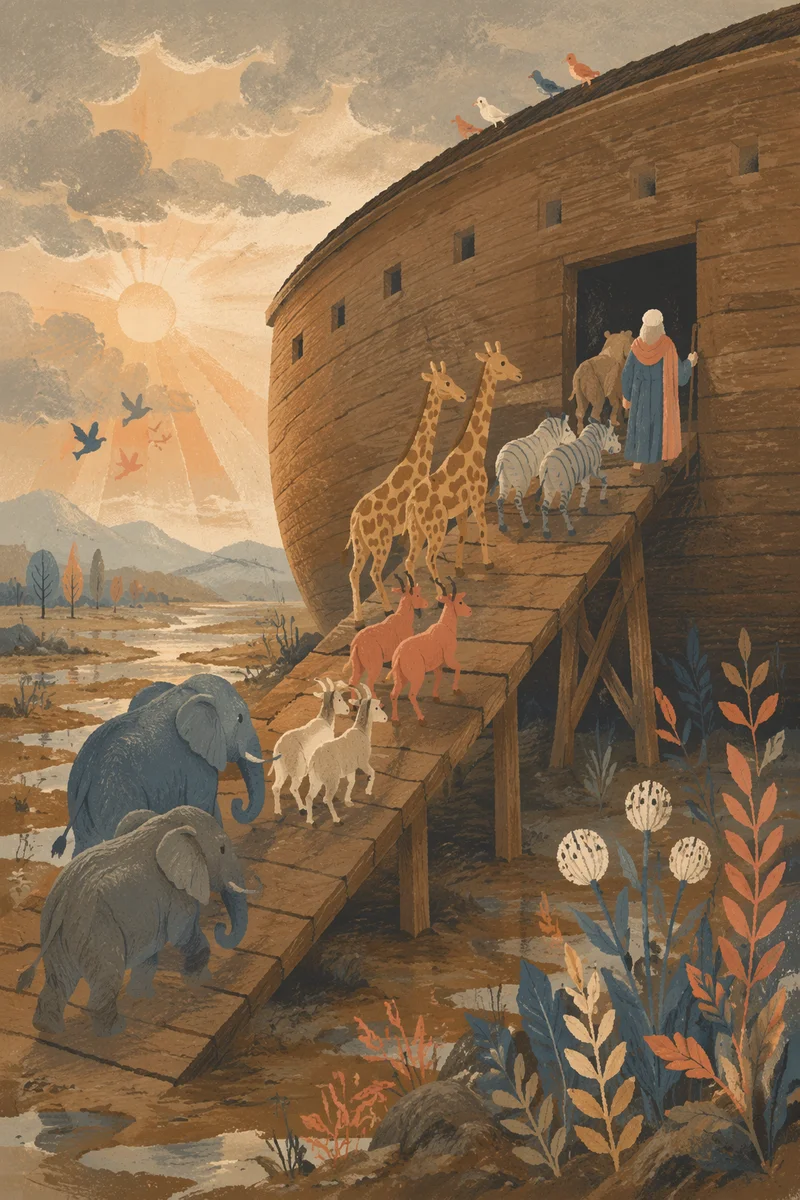 Noah’s Ark Animals Boarding at Dawn