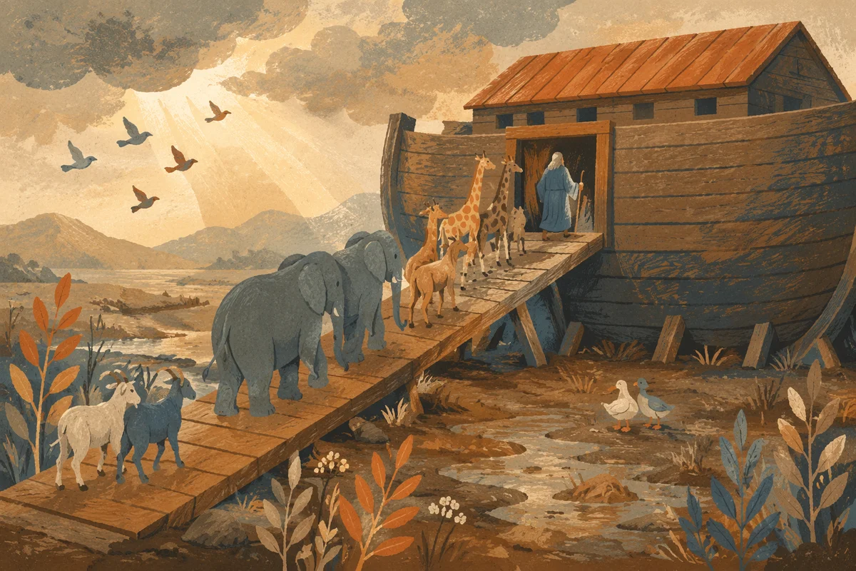 Noah's Ark Animals Boarding at Dawn