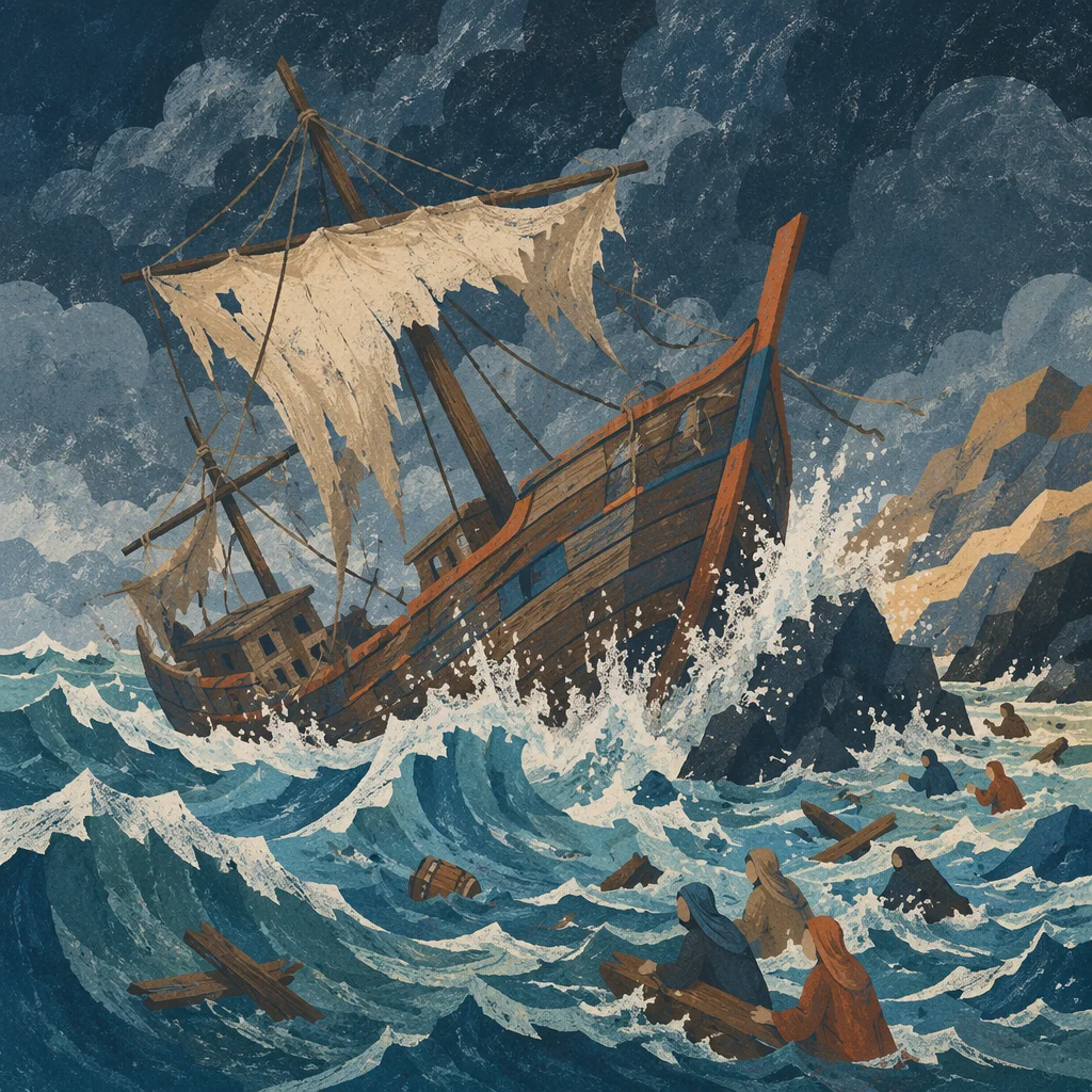 Paul Shipwreck in Malta Stormy Sea