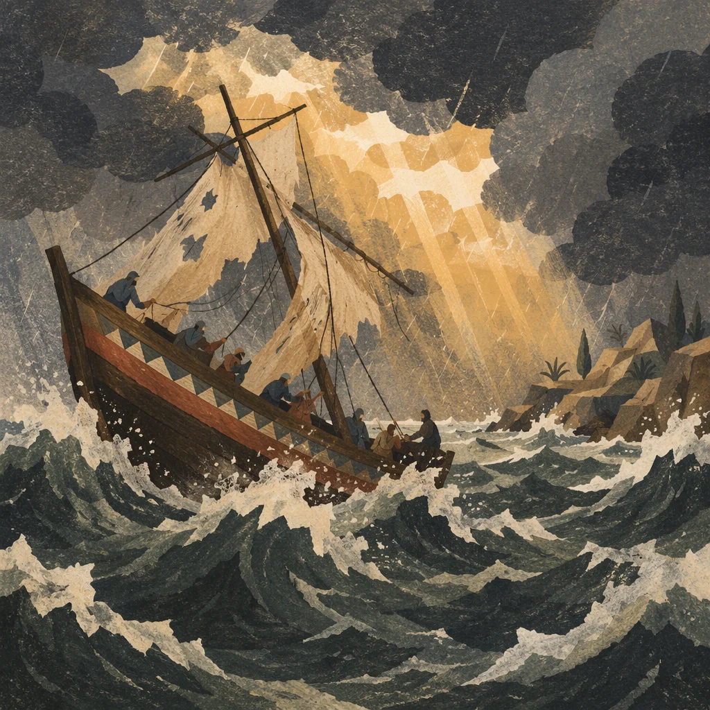 Paul Shipwreck Near Malta in Storm