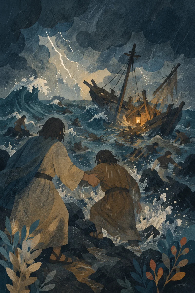 Paul Shipwreck on Malta Stormy Coast