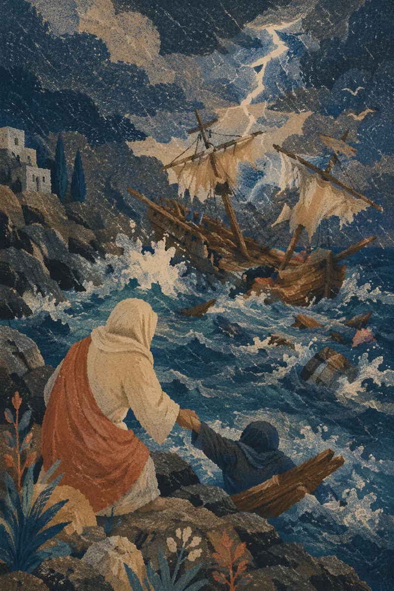Paul Shipwreck Near Malta in Storm