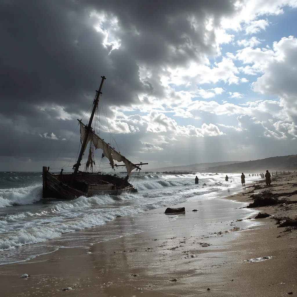 Paul Shipwreck on Malta Stormy Shore