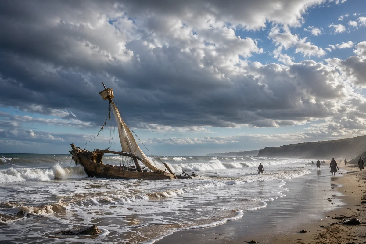 Paul Shipwreck on Malta Stormy Shore