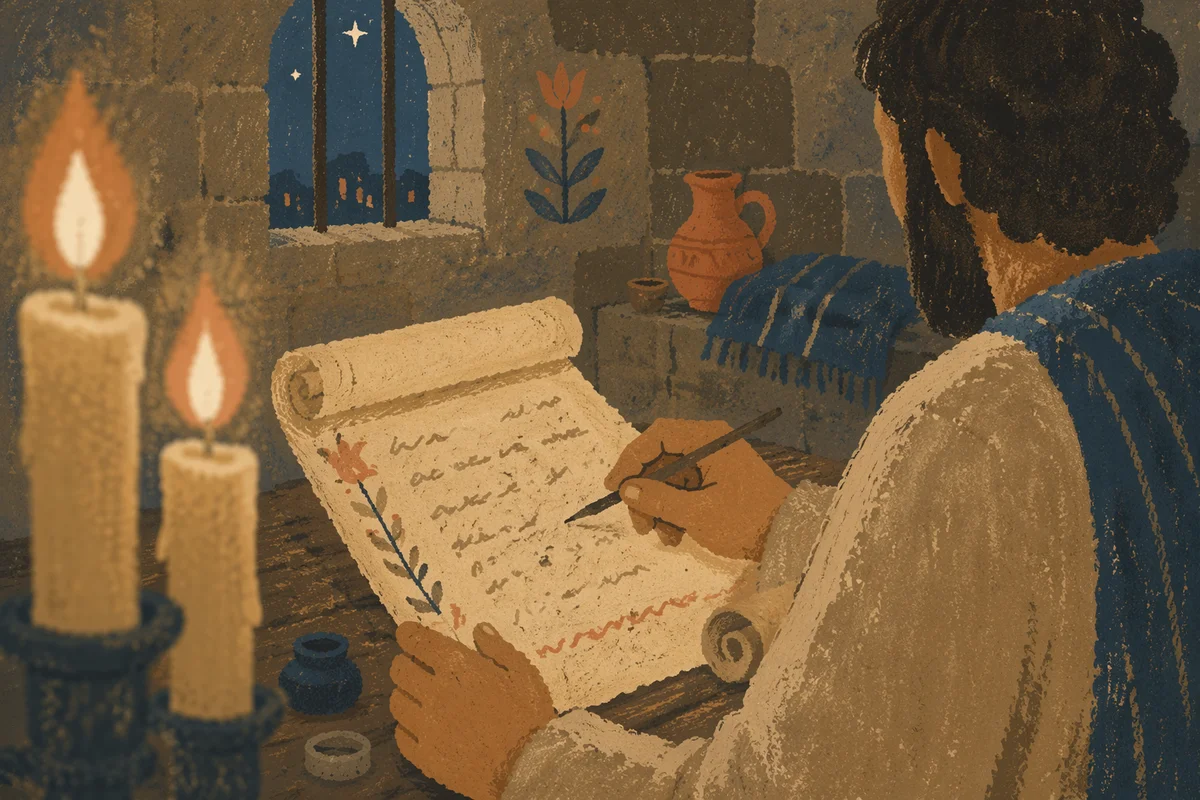 Paul Writing a Prison Letter by Candlelight