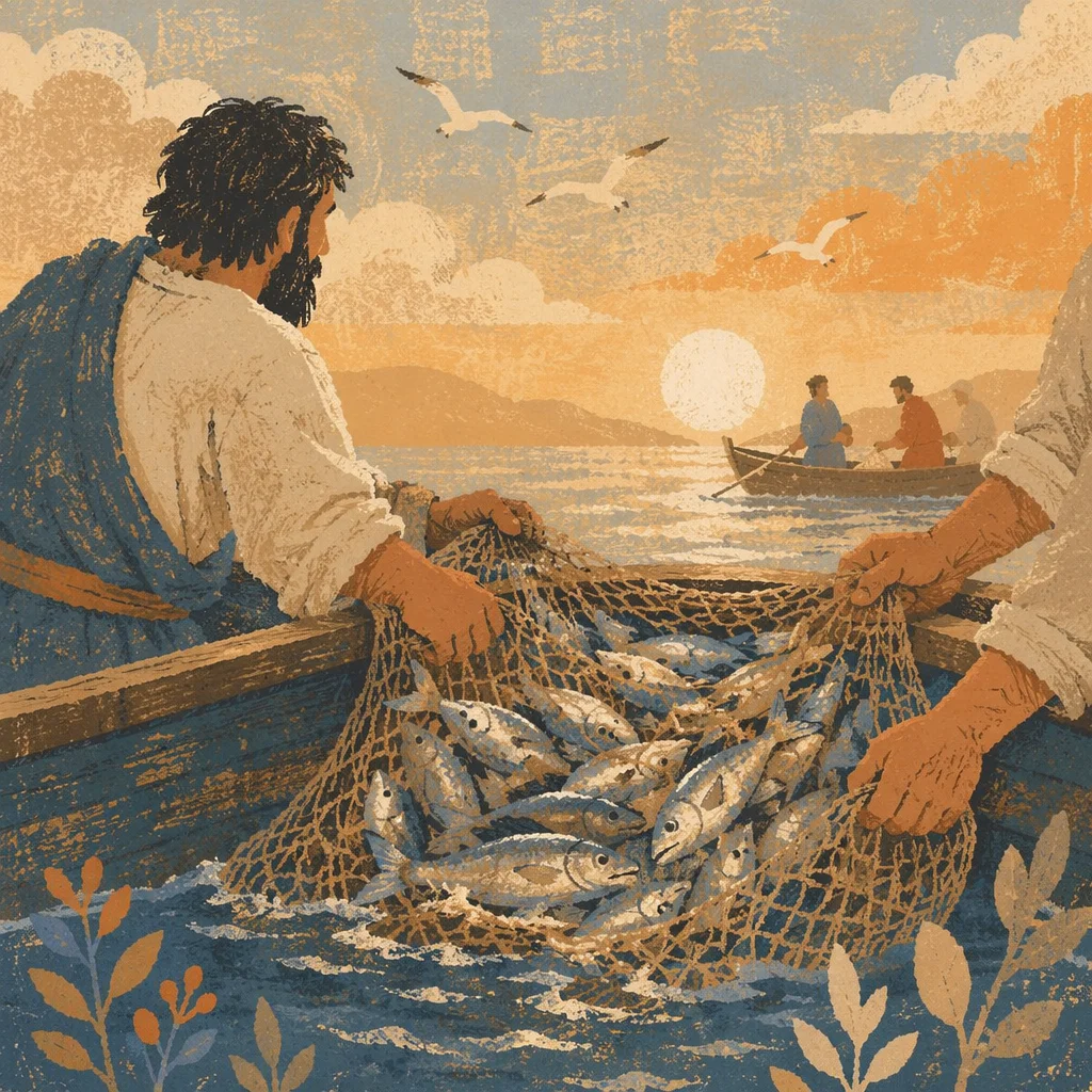 Peter's Miraculous Catch at Dawn