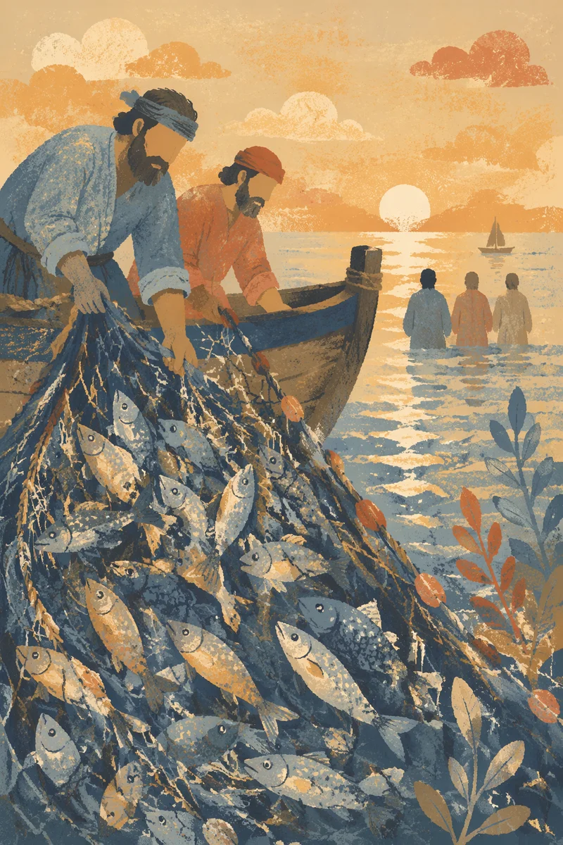 Peter's Miraculous Catch at Dawn