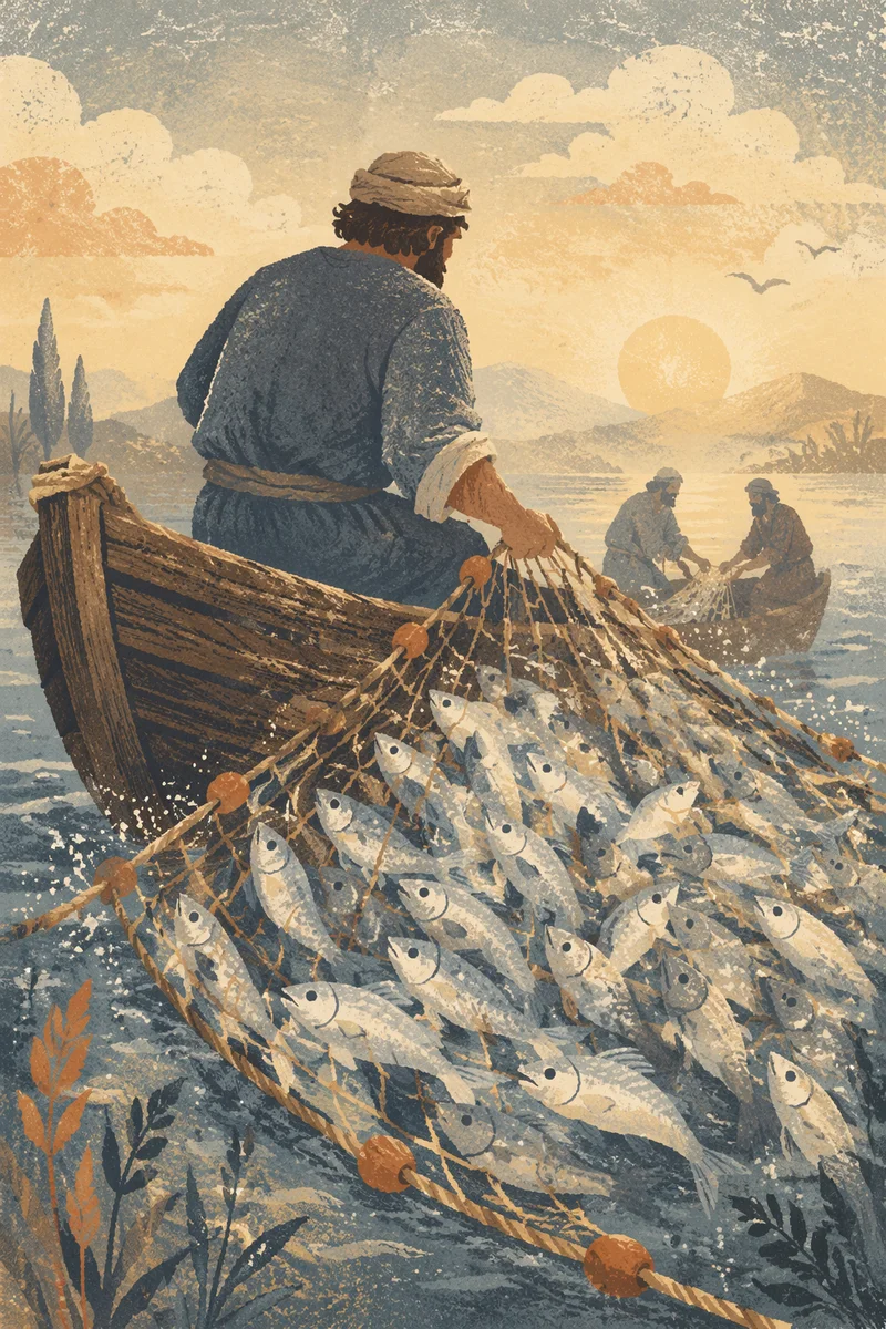 Peter's Miraculous Catch at Dawn