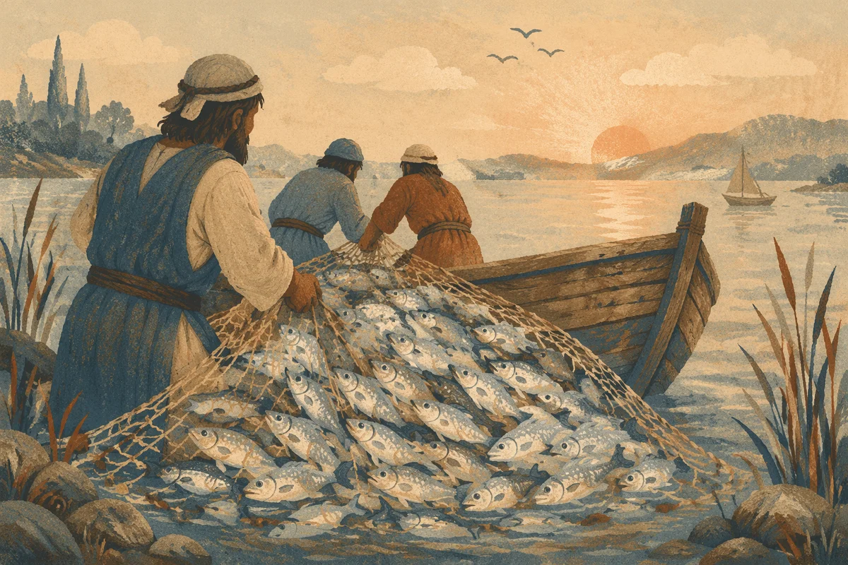 Miraculous Catch at Dawn by the Lakeshore