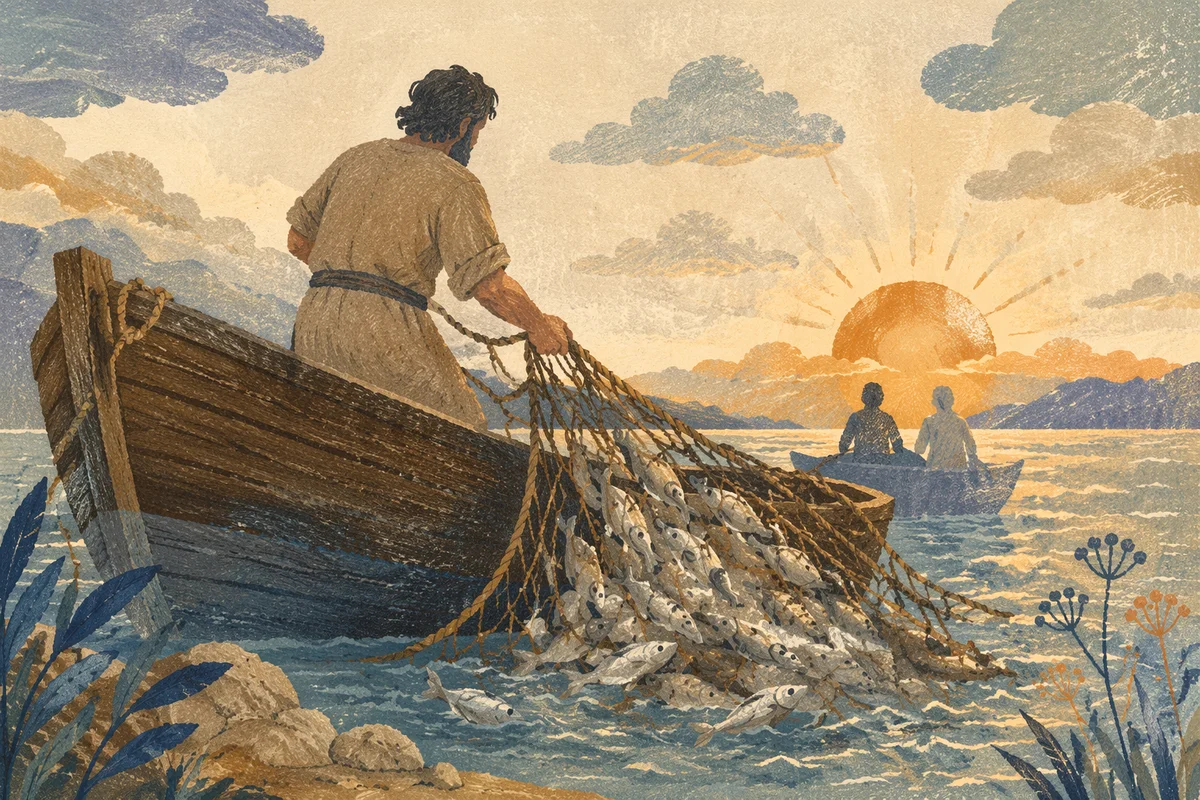 Peter's Miraculous Catch at Dawn