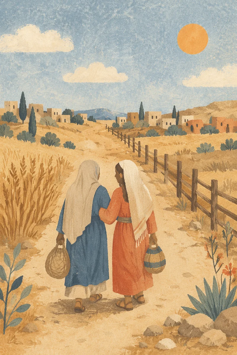 Ruth and Naomi Journey on Dusty Road