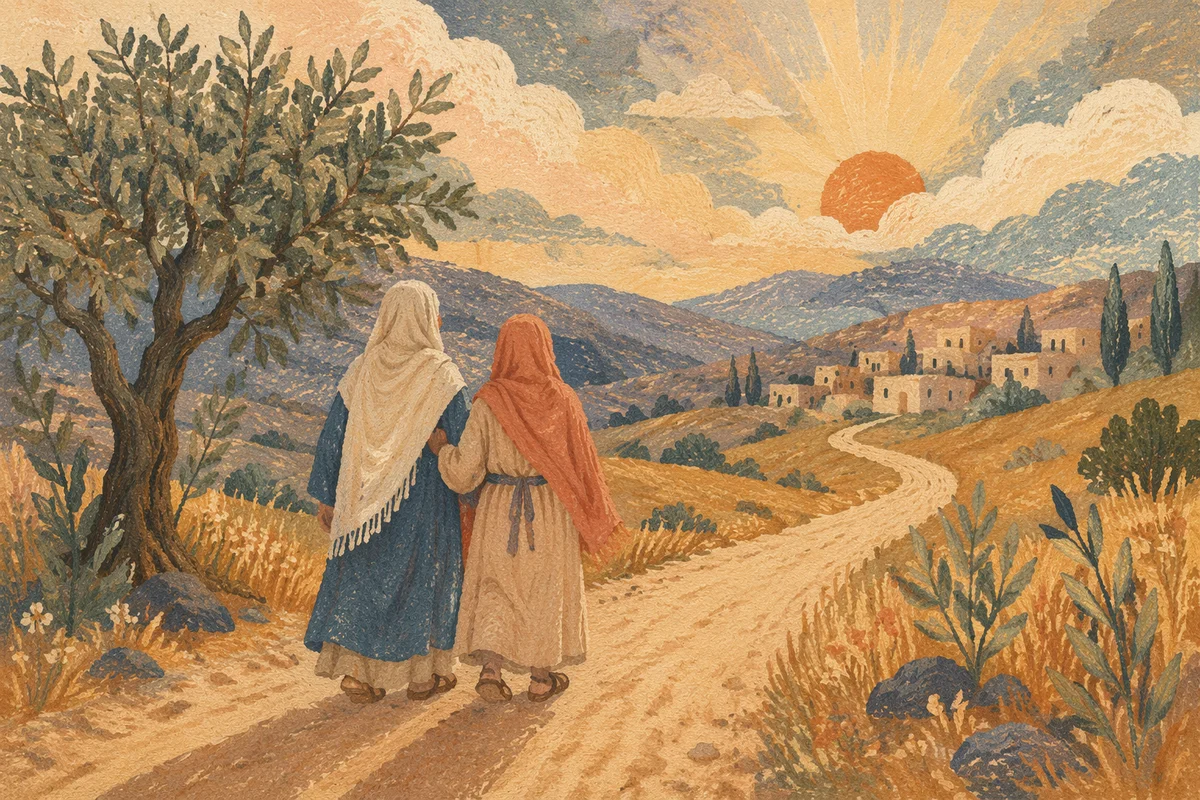 Ruth and Naomi Walking Countryside Road