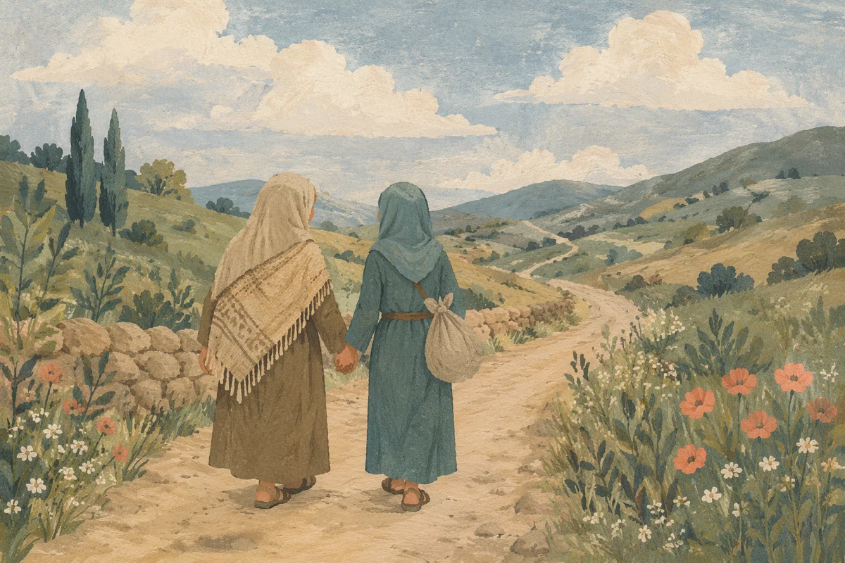 Ruth and Naomi Walking Faithful Road