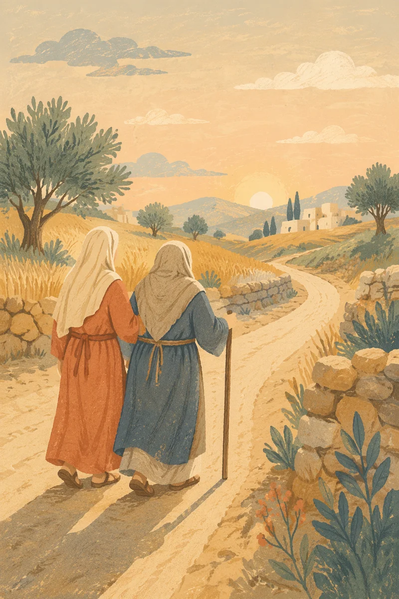 Ruth and Naomi Faithful Journey at Dawn